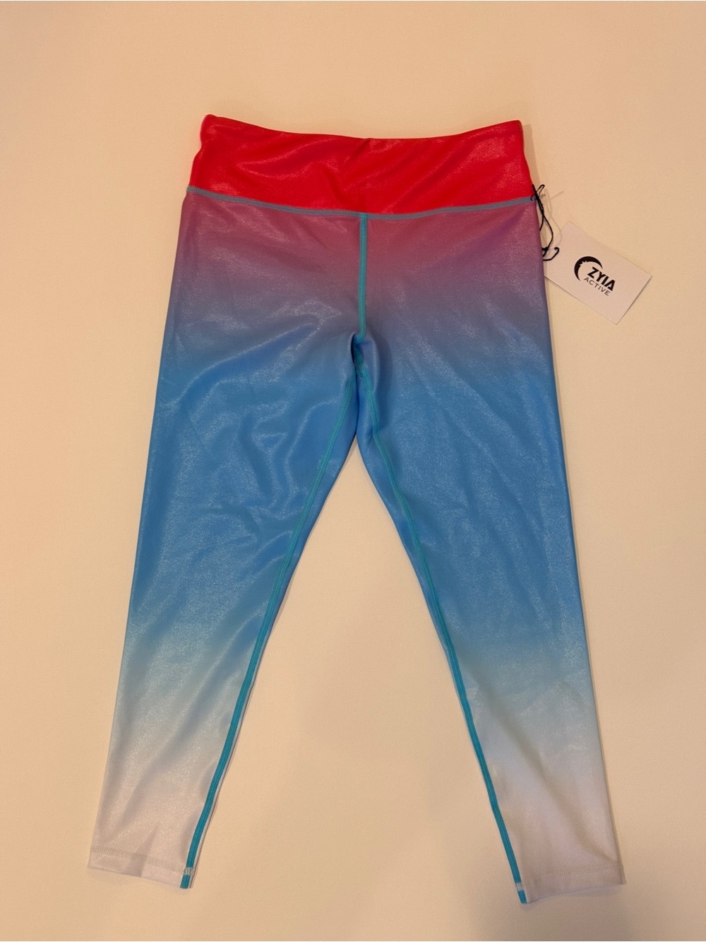 ZYIA Active Girl’s Ombre Leggings - Red, Blue, White Firecracker Light & Tight